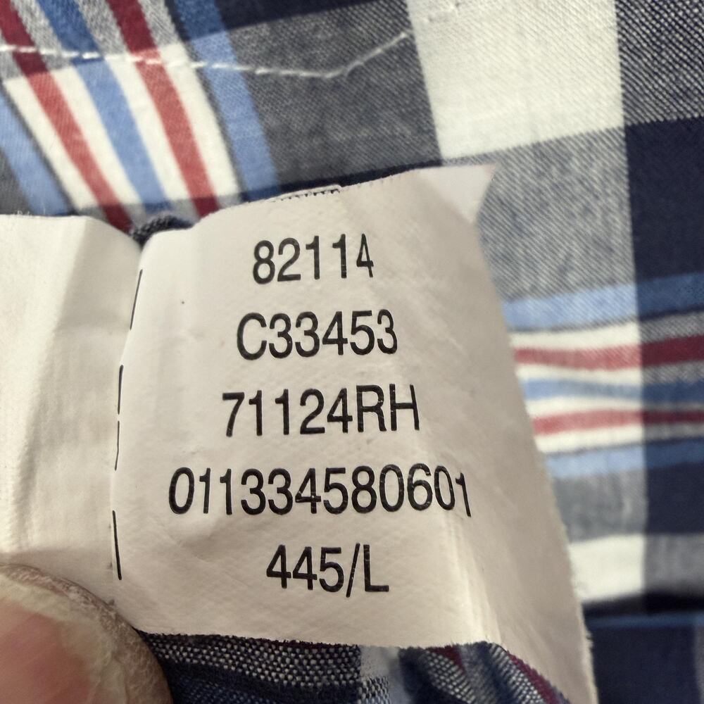 Chaps Shirt Mens Large Blue Red Plaid Short Sleeve Preppy Eclectic Grandpacore - Picture 10 of 14